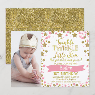 Convites Chamada de Aniversário do Twinkle Twinkle Little S