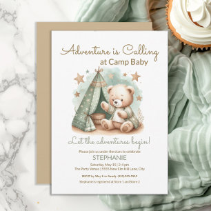 Convites Chamada de Aventura no Acampamento Baby Shower