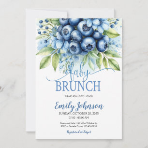 Convites Chamada de Babeberry e Flores Azuis Baby Brunch