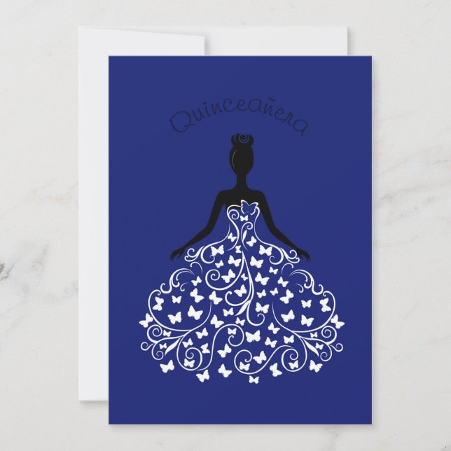 Convites Chamada de Brilhante Azul Quinceanera Ball (Frente)