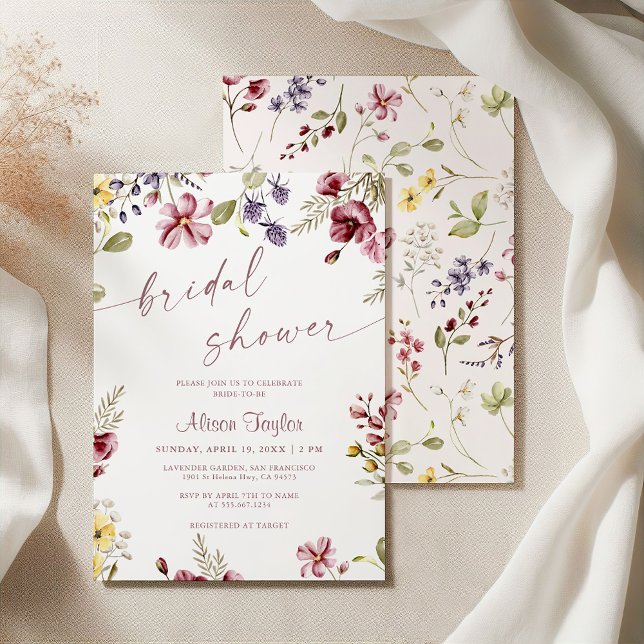 Convites Chamada de Caligrafia de Flor Silvestre Rosa Casam (Criador carregado)