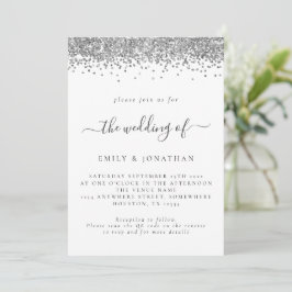 Convites Chamada de Casamento de Código QR de Glitter Silve