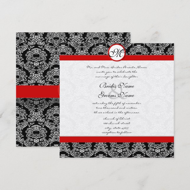 Convites Chamada de Casamento de Nadadores de Damasco Verme (Frente/Verso)