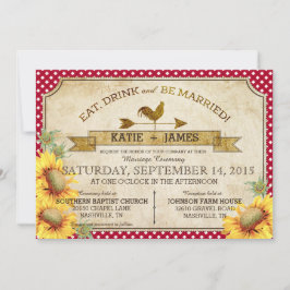 Convites Chamada de Casamento de Picnic com Girassóis