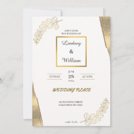 Convites Chamada de casamento elegante de ouro branco