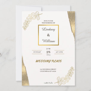 Convites Chamada de casamento elegante de ouro branco