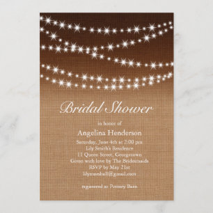 Convites Chamada de Chá das Luzes Brilhantes no Burlap Som