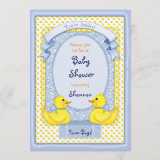 Convites Chamada de Chá de Borracha Ducky Twin Boys