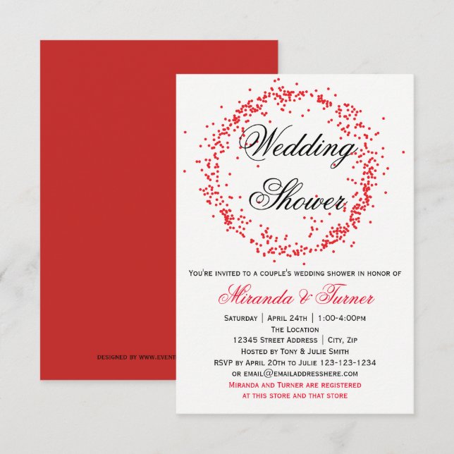 Convites Chamada de Chá de casamento Red Confetti-3X5 (Frente/Verso)