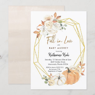 Convites Chamada de Chá de fraldas de Abóbora no Amor