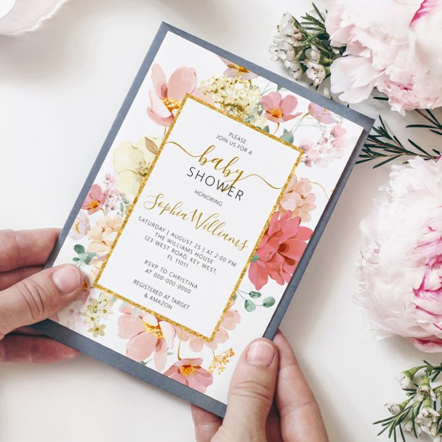 Convites Chamada de Chá de fraldas Floral Gentle Gentle (Criador carregado)