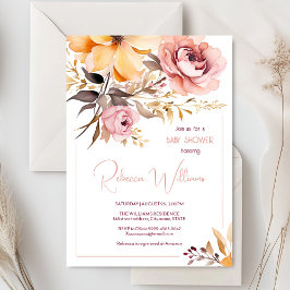 Convites Chamada de chuveiro de menina cor-de-rosa com reve