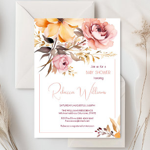 Convites Chamada de chuveiro de menina cor-de-rosa com reve