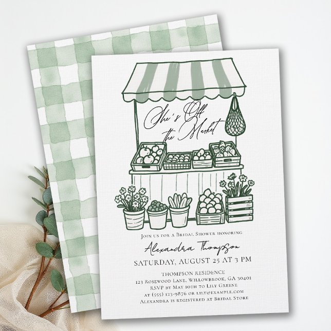 Convites Chamada de Chuveiro de Noiva em Caligrafia Fora do (off the market bridal shower invitation farmers stand hand drawn modern elegant bold calligraphy)