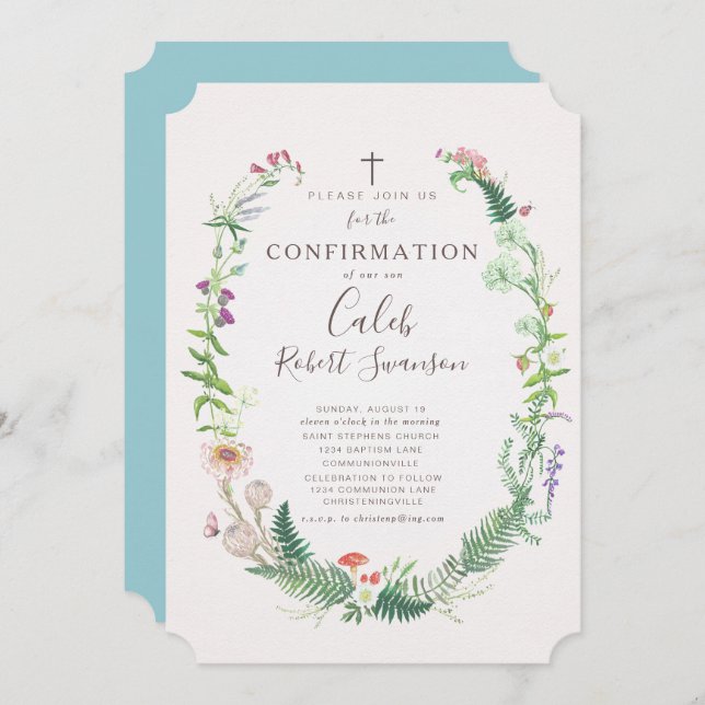 Convites Chamada de Confirmação das Flores de Madeira Selva (Frente/Verso)