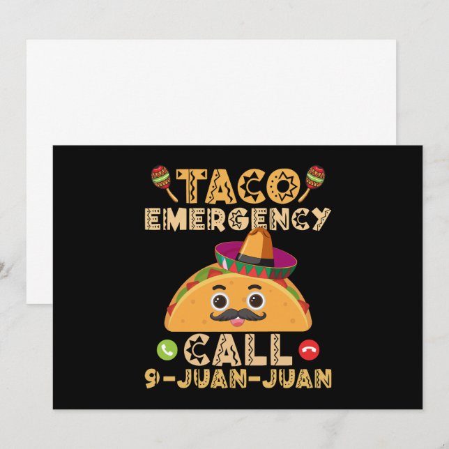 Convites Chamada de Emergência de Taco Engraçado Cinco de M (Frente/Verso)