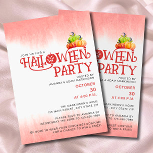 Convites Chamada de Festa do Dia das Bruxas Red Pumpkin Spo