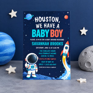 Convites Chamada de Houston Temos um Bebê Menino Chuveiro E