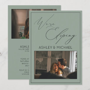 Convites Chamada de Luxo Verde Caligrafia Estamos Fugindo p