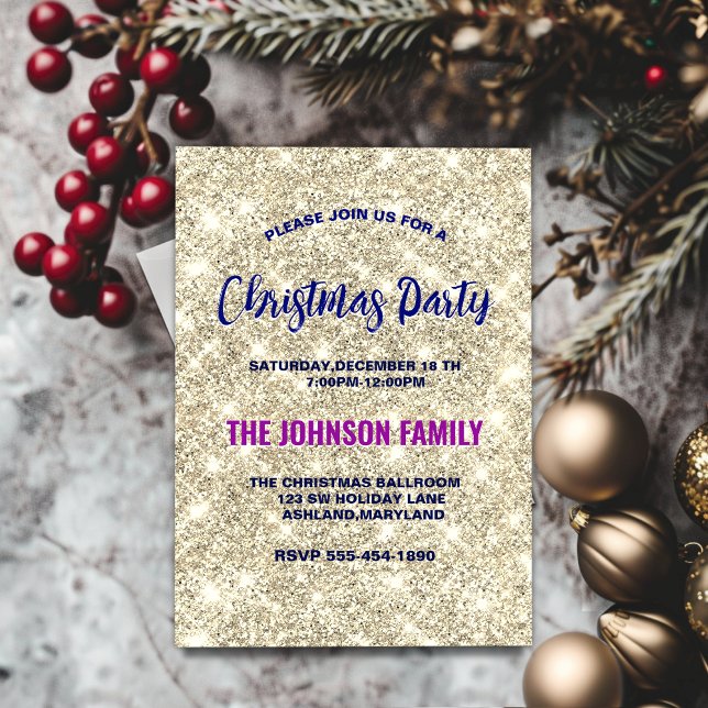 Convites Chamada de Natal para o Faux Glitter de Ouro (Criador carregado)