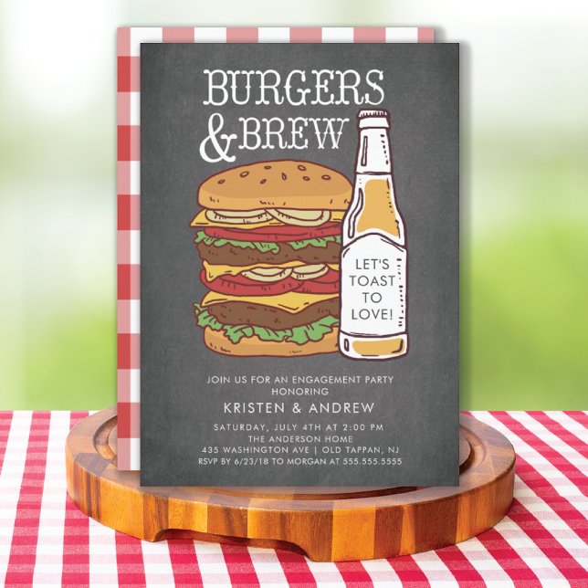 Convites Chamada de Noivado Burgers & Brew Barbecue (Criador carregado)