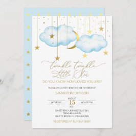 Convites Chamada de Pequeno Estrelo Azul Brilhante