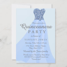 Chamada de Quinceanera Glitter Glitter Azul