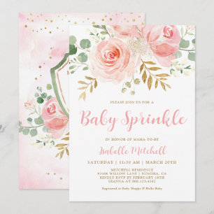 Convites Chamada de Sprinkle Floral Rosa-Blush