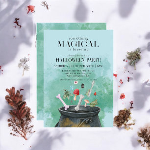 Convites Chamada do Festa de Halloween das Bruxas Azuis Cau