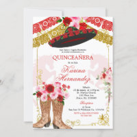 Chamada Mexicana Red e Dourada Girl Mis Quince