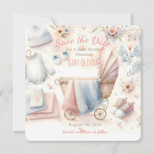 Convites Chamada Para Chuvinha de Bebê Pastel Salve A Data