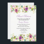 Convites Chamada Purple Floral Elegant Sweet Six<br><div class="desc">Coleção Purple Floral Elegante Doce Doce Dezesseis Convite Coleção de Design de Aquarela em Niche e Nest. Utilizámos o trabalho de arte de: www.CreateTheCut.com</div>