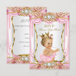 Convites Chamada RSVP Menina Loira Princesa Baby Shower Sed