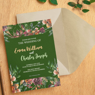 Convites Chamada Tema de Casamento de Flores Selvagens Escu