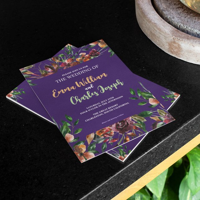 Convites Chamada Tema de Casamento de Flores Selvagens Escu (Criador carregado)