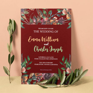 Convites Chamada Tema de Casamento de Flores Selvagens Escu