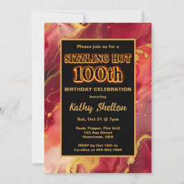 Convites Chamada Vermelha e Dourada Quente 100º Aniversário