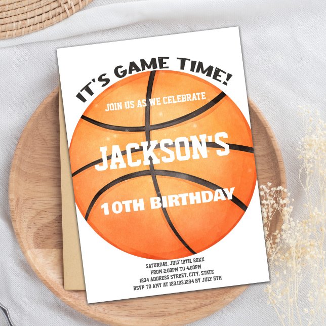 Convites Chamadas Brancas da Bola de Basquete de cheio (Full Ball Basketball Ball White Invitations)