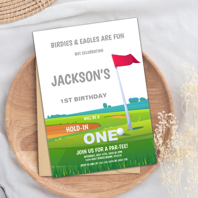Convites Chamadas de aniversário de golfe Red Flag (Red Flag Golf Birthday Invitations)