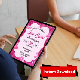 Convites Chamadas de Aniversário para Garota Floral Rosa