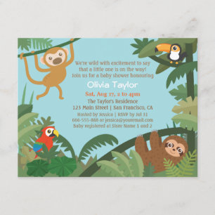 Convites Chamadas de Bebê com Tema da Selva Tropical