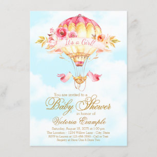 Convites Chamadas de Bebê de Balão de Ar Quente