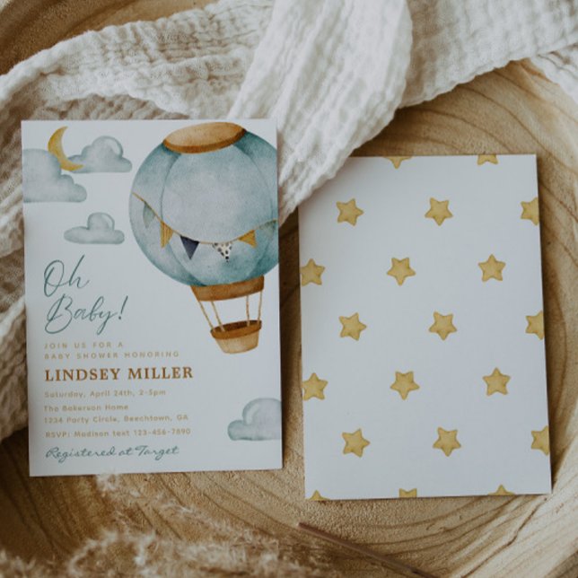 Convites Chamadas de Bebê de Balão de Ar Quente (Criador carregado)