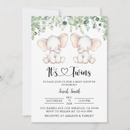 Convites Chamadas de Bebê Elefante Gêmeos
