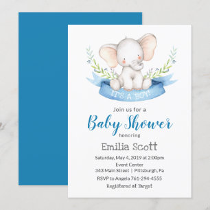 Convites Chamadas de Bebê Elefante para Bebês