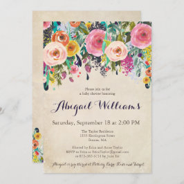 Convites Chamadas De Bebê Floral Coloridas, Vintage