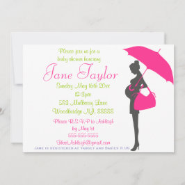 Convites Chamadas de Chuveiro de Bebês de Silhueta Magenta