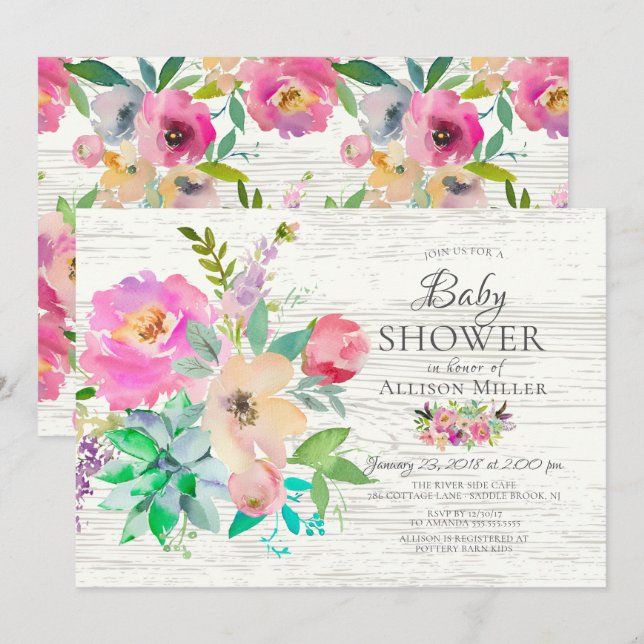 Convites Chamadas de Chuveiro Rustic Colorful BABY (Frente/Verso)