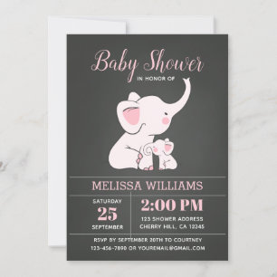 Convites Chamadas de elefante para bebês para meninas