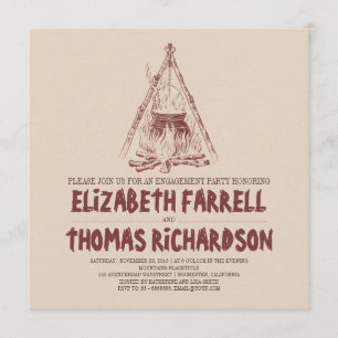 Convites Chamadas de festa de noivado de acampamento